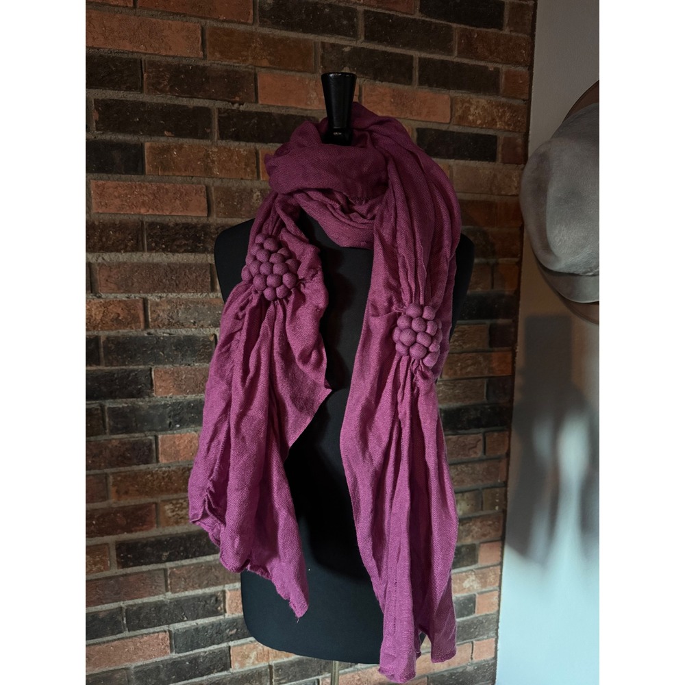 Anthropologie Purple Textured Scarf with Gathered Accents Women's Accessory‎